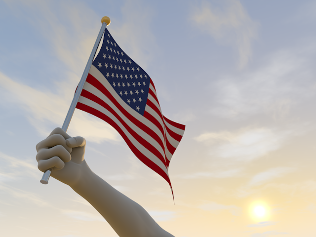 米国 - ナショナルフラッグ / 世界地図 / イラスト / 写真 / 国旗 / フリー素材