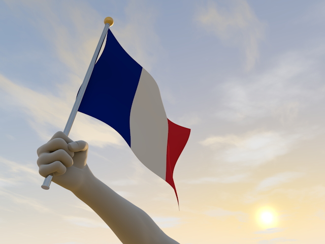 フランス - ナショナルフラッグ / 世界地図 / イラスト / 写真 / 国旗 / フリー素材