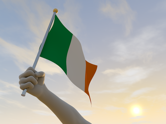 アイルランド - ナショナルフラッグ / 世界地図 / イラスト / 写真 / 国旗 / フリー素材