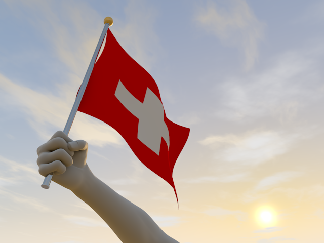 スイス - ナショナルフラッグ / 世界地図 / イラスト / 写真 / 国旗 / フリー素材