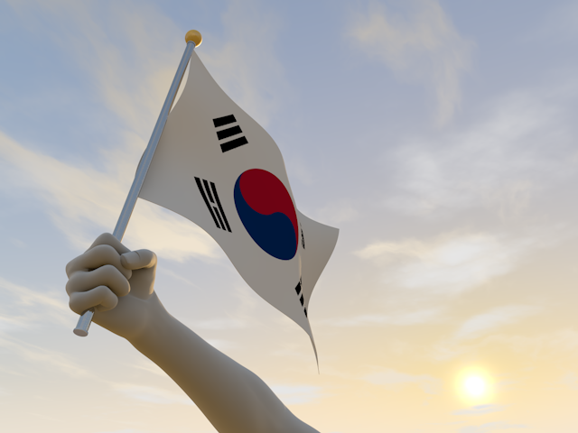 韓国 - ナショナルフラッグ / 世界地図 / イラスト / 写真 / 国旗 / フリー素材