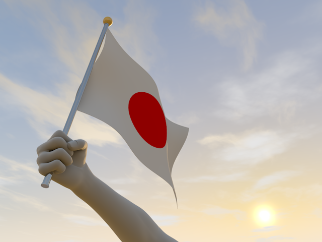 日本 - ナショナルフラッグ / 世界地図 / イラスト / 写真 / 国旗 / フリー素材