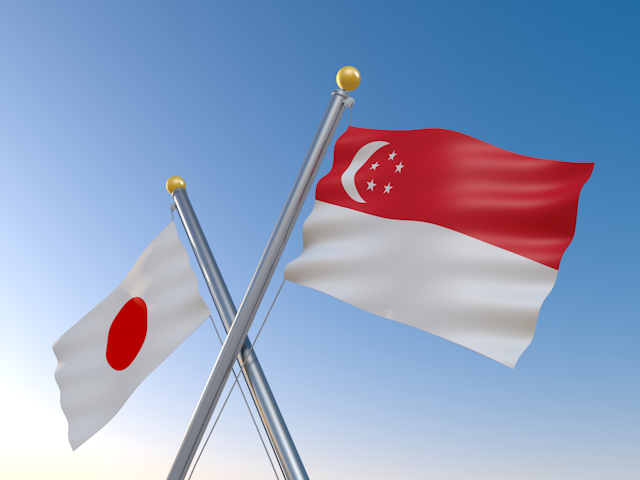 シンガポール - ナショナルフラッグ / 世界地図 / イラスト / 写真 / 国旗 / フリー素材