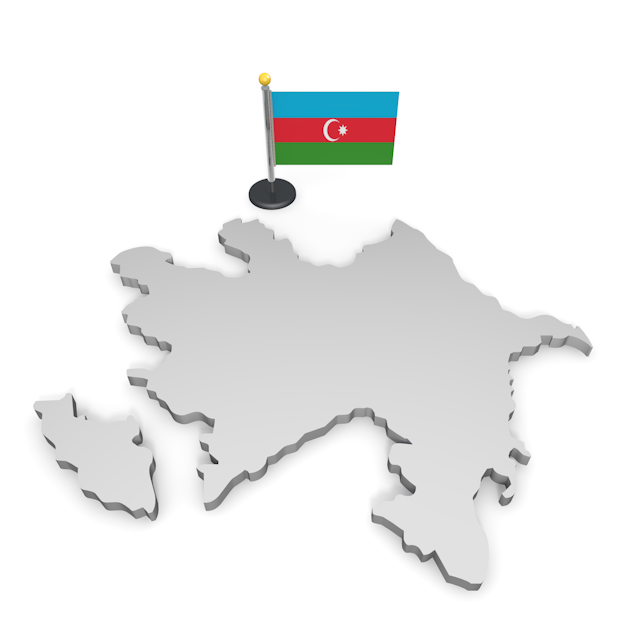 アゼルバイジャン - ナショナルフラッグ / 世界地図 / イラスト / 写真 / 国旗 / フリー素材
