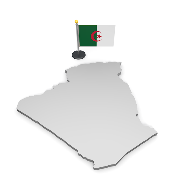 アルジェリア - ナショナルフラッグ / 世界地図 / イラスト / 写真 / 国旗 / フリー素材