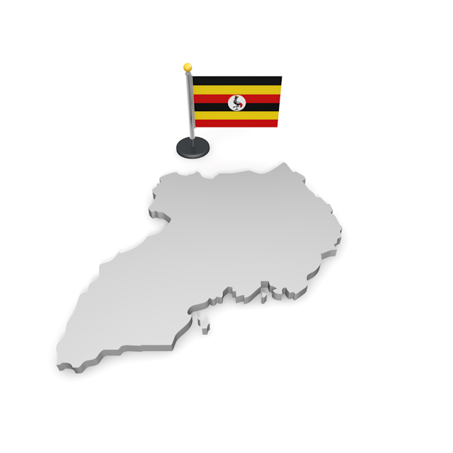 ウガンダ - ナショナルフラッグ / 世界地図 / イラスト / 写真 / 国旗 / フリー素材