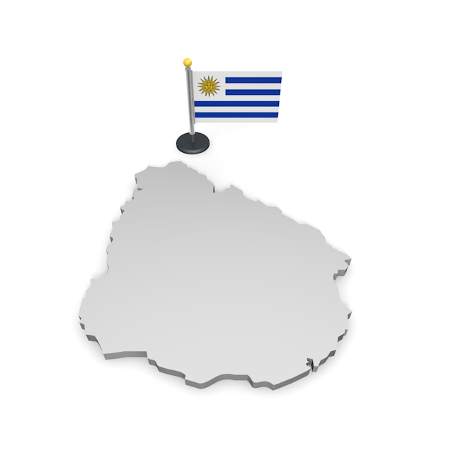 ウルグアイ - ナショナルフラッグ / 世界地図 / イラスト / 写真 / 国旗 / フリー素材