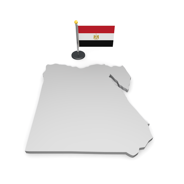 エジプト - ナショナルフラッグ / 世界地図 / イラスト / 写真 / 国旗 / フリー素材