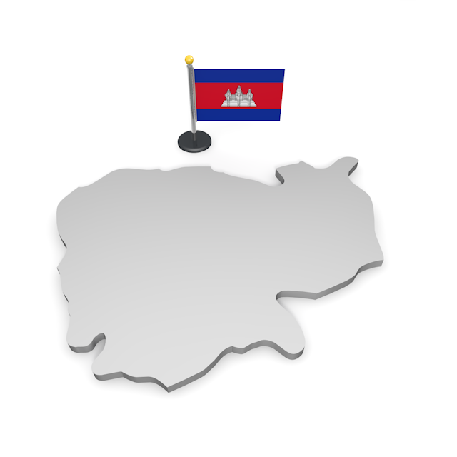 カンボジア - ナショナルフラッグ / 世界地図 / イラスト / 写真 / 国旗 / フリー素材