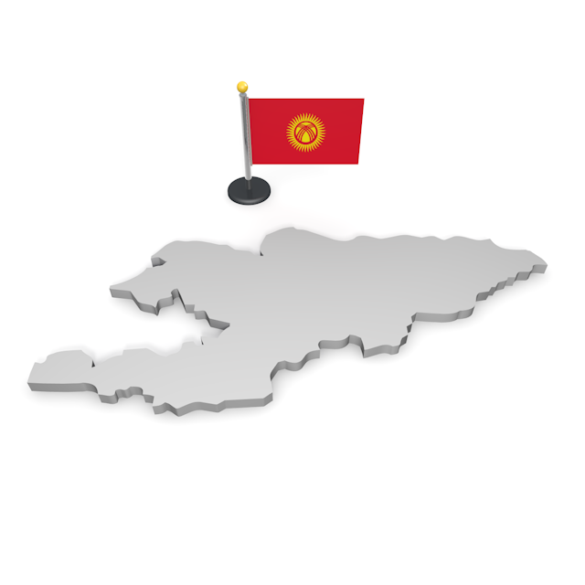 キルギス - ナショナルフラッグ / 世界地図 / イラスト / 写真 / 国旗 / フリー素材