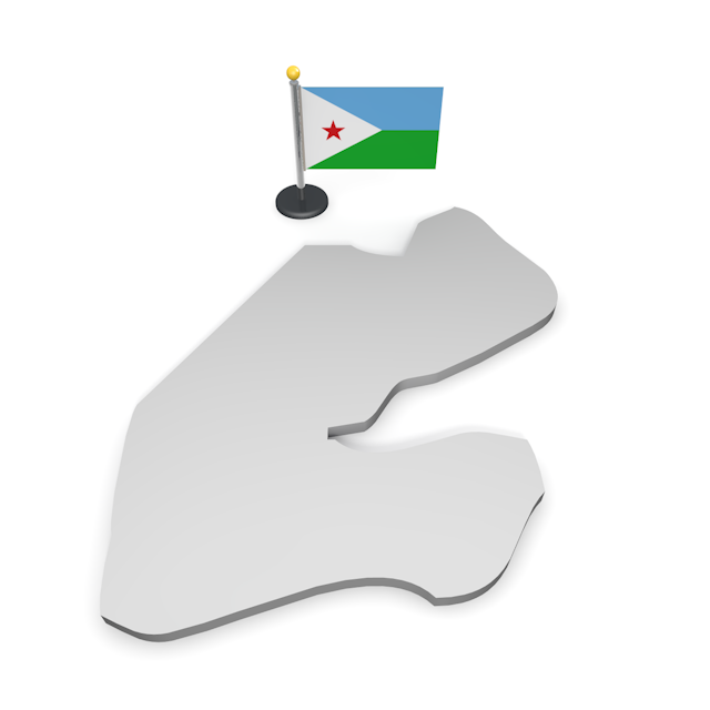 ジブチ - ナショナルフラッグ / 世界地図 / イラスト / 写真 / 国旗 / フリー素材