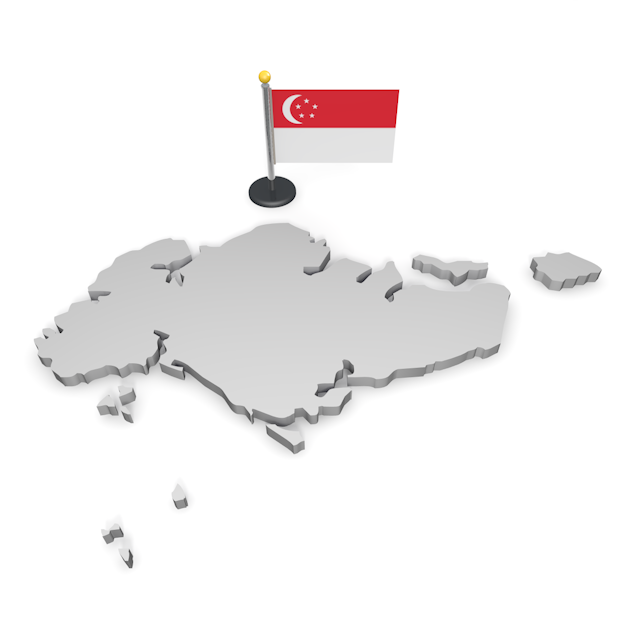 シンガポール - ナショナルフラッグ / 世界地図 / イラスト / 写真 / 国旗 / フリー素材