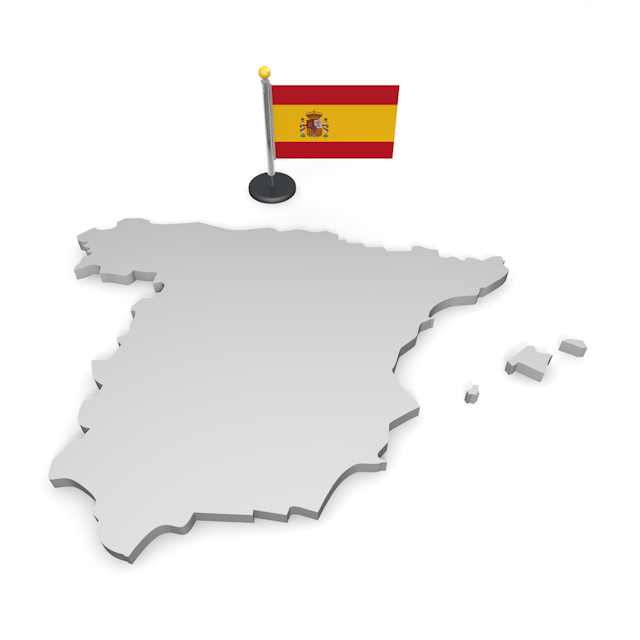 スペイン - ナショナルフラッグ / 世界地図 / イラスト / 写真 / 国旗 / フリー素材