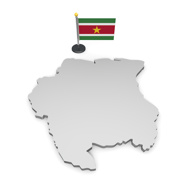 スリナム - ナショナルフラッグ / 世界地図 / イラスト / 写真 / 国旗 / フリー素材