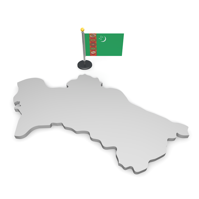 トルクメニスタン - ナショナルフラッグ / 世界地図 / イラスト / 写真 / 国旗 / フリー素材