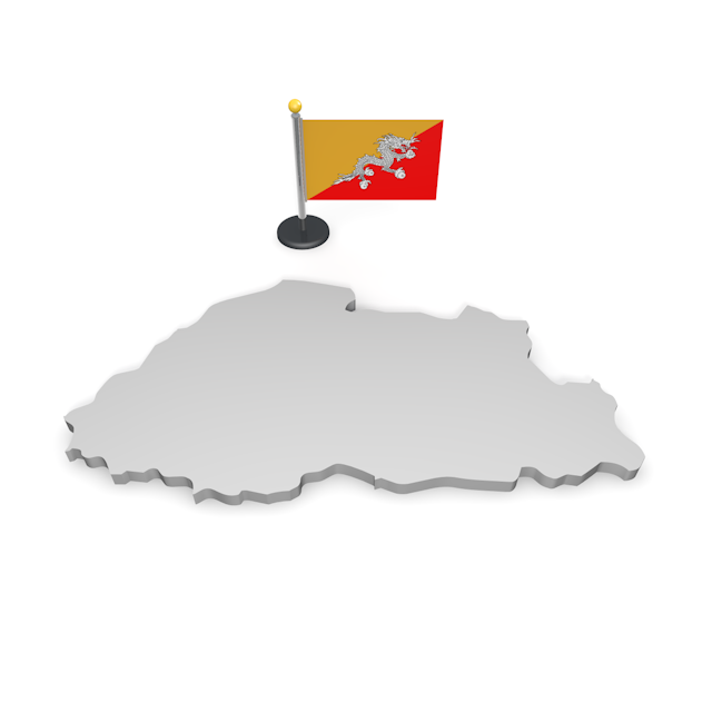 ブータン - ナショナルフラッグ / 世界地図 / イラスト / 写真 / 国旗 / フリー素材