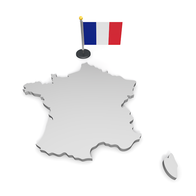 フランス - ナショナルフラッグ / 世界地図 / イラスト / 写真 / 国旗 / フリー素材