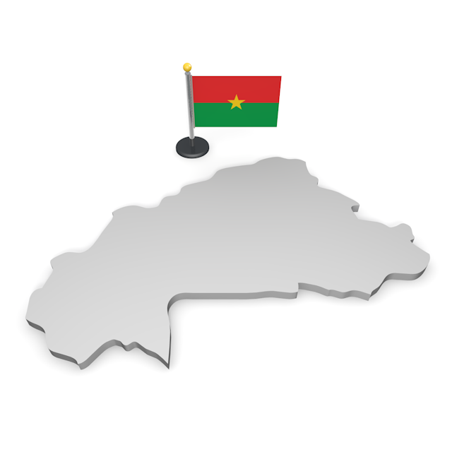 ブルキナファソ - ナショナルフラッグ / 世界地図 / イラスト / 写真 / 国旗 / フリー素材