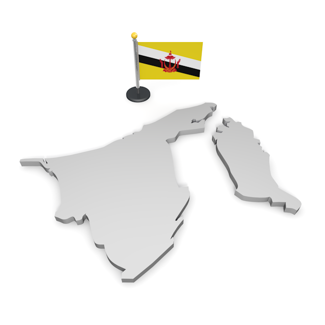 ブルネイ - ナショナルフラッグ / 世界地図 / イラスト / 写真 / 国旗 / フリー素材