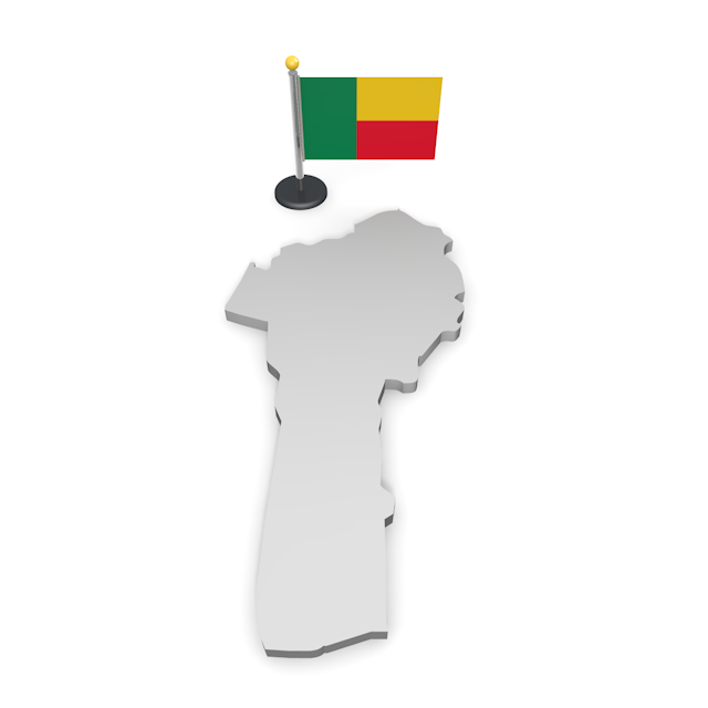 ベナン - ナショナルフラッグ / 世界地図 / イラスト / 写真 / 国旗 / フリー素材