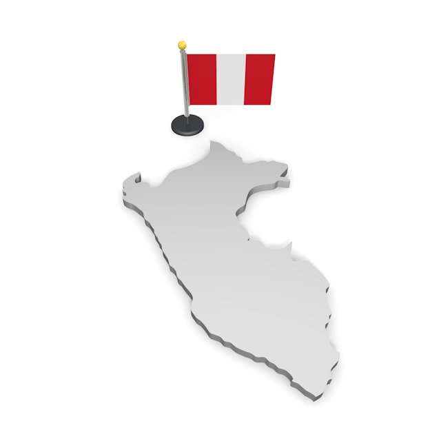 ペルー - ナショナルフラッグ / 世界地図 / イラスト / 写真 / 国旗 / フリー素材