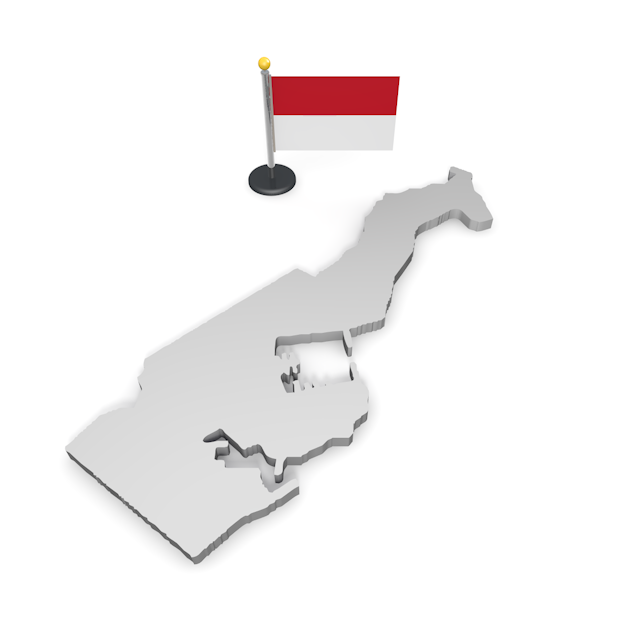 モナコ - ナショナルフラッグ / 世界地図 / イラスト / 写真 / 国旗 / フリー素材