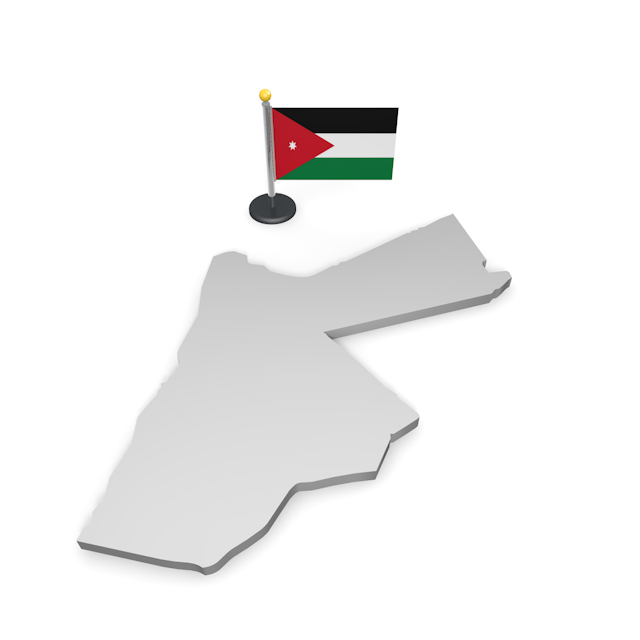 ヨルダン - ナショナルフラッグ / 世界地図 / イラスト / 写真 / 国旗 / フリー素材