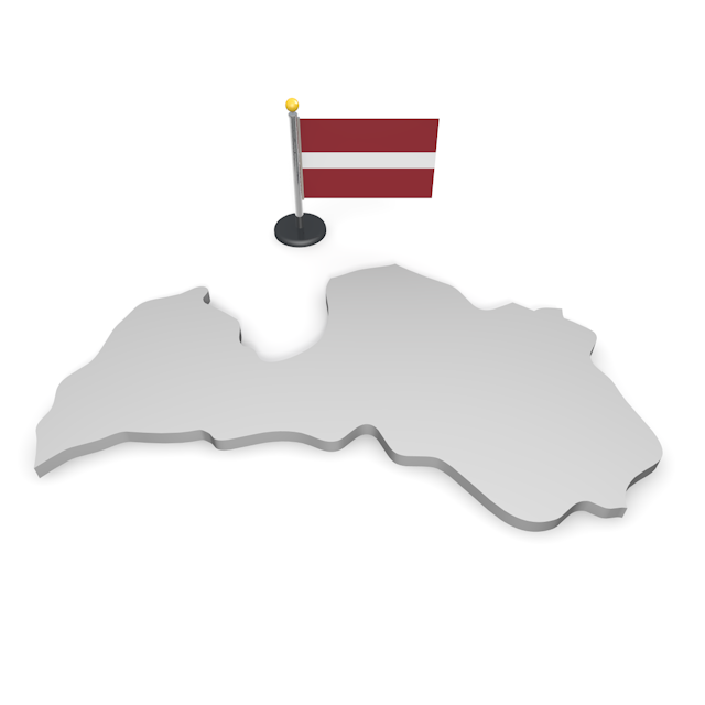 ラトビア - ナショナルフラッグ / 世界地図 / イラスト / 写真 / 国旗 / フリー素材