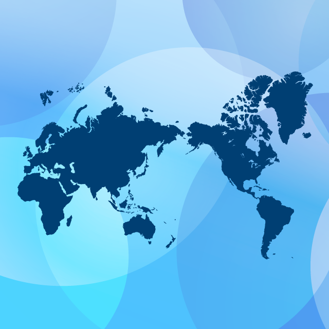 世界地図｜ブルー系 - ナショナルフラッグ / 世界地図 / イラスト / 写真 / 国旗 / フリー素材