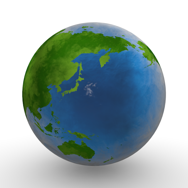地球｜3D｜日本 - ナショナルフラッグ / 世界地図 / イラスト / 写真 / 国旗 / フリー素材