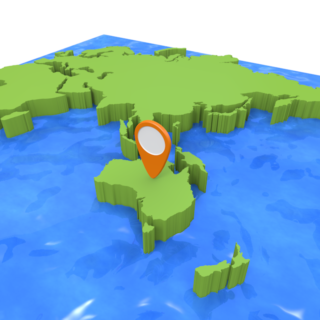 世界地図｜3D｜ポイント - ナショナルフラッグ / 世界地図 / イラスト / 写真 / 国旗 / フリー素材