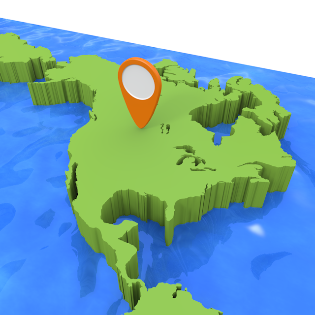 世界地図｜3D｜アメリカ - ナショナルフラッグ / 世界地図 / イラスト / 写真 / 国旗 / フリー素材