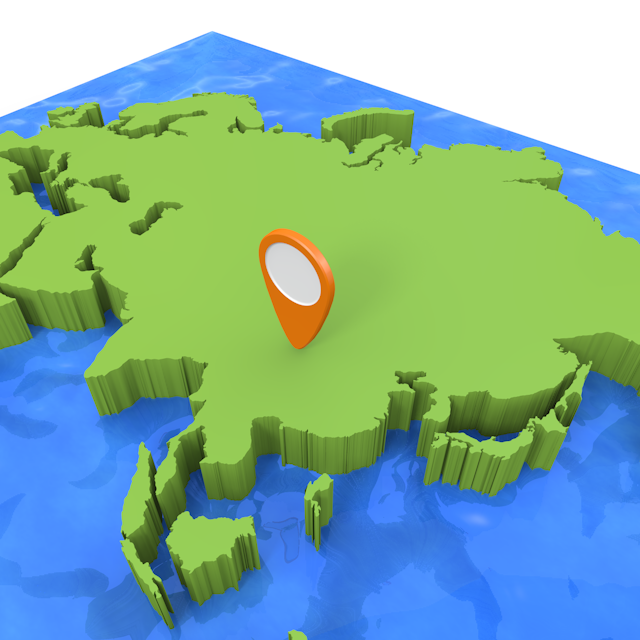 世界地図｜3D｜アジア地域 - ナショナルフラッグ / 世界地図 / イラスト / 写真 / 国旗 / フリー素材