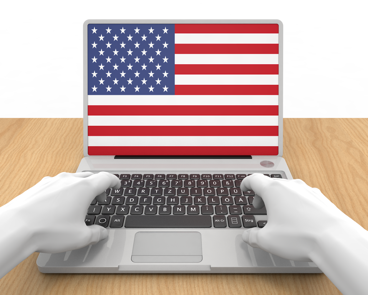 アメリカ｜米国｜国旗｜ラップトップ｜デスクワーク - ナショナルフラッグ / 世界地図 / イラスト / 写真 / 国旗 / フリー素材