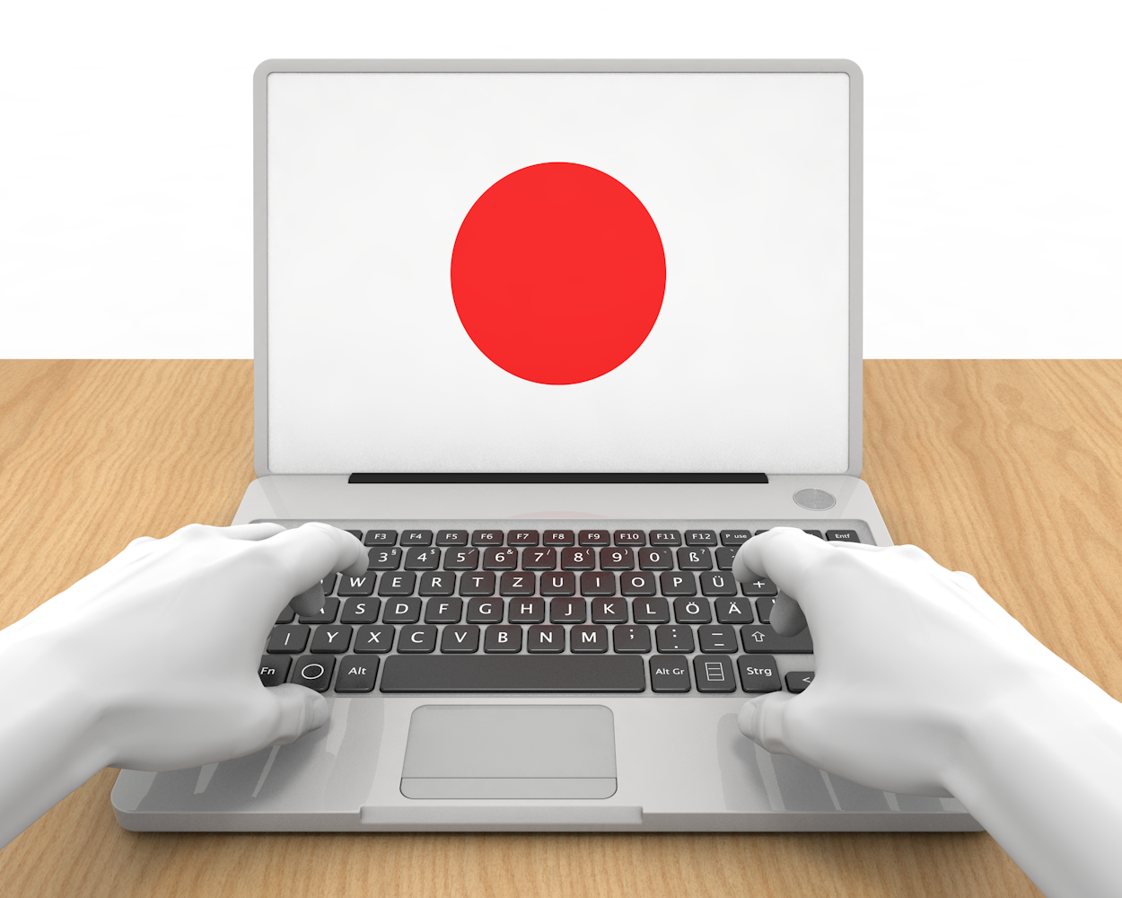 日本｜国旗｜ラップトップ｜デスクワーク - ナショナルフラッグ / 世界地図 / イラスト / 写真 / 国旗 / フリー素材