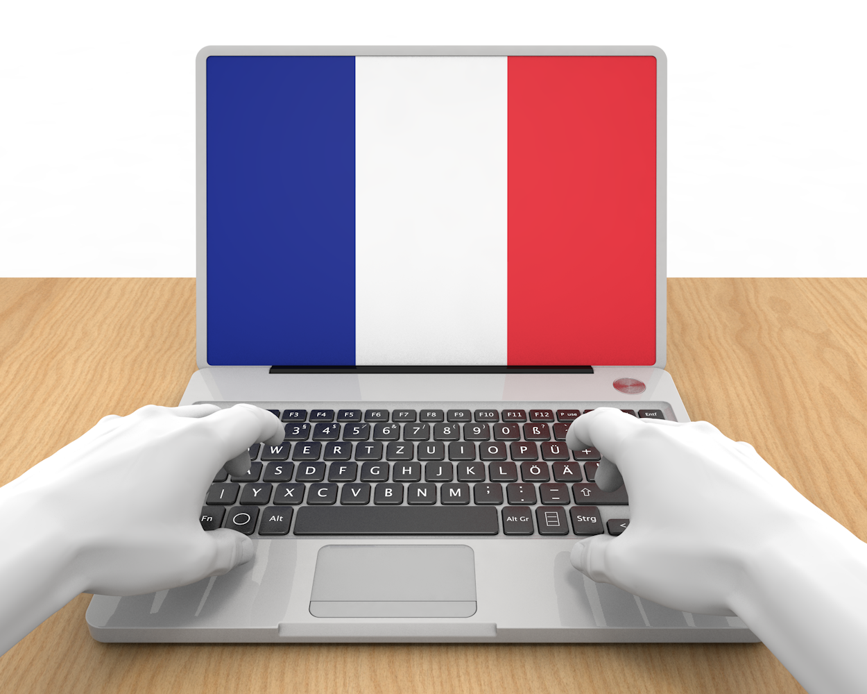 フランス｜国旗｜ラップトップ｜デスクワーク - ナショナルフラッグ / 世界地図 / イラスト / 写真 / 国旗 / フリー素材