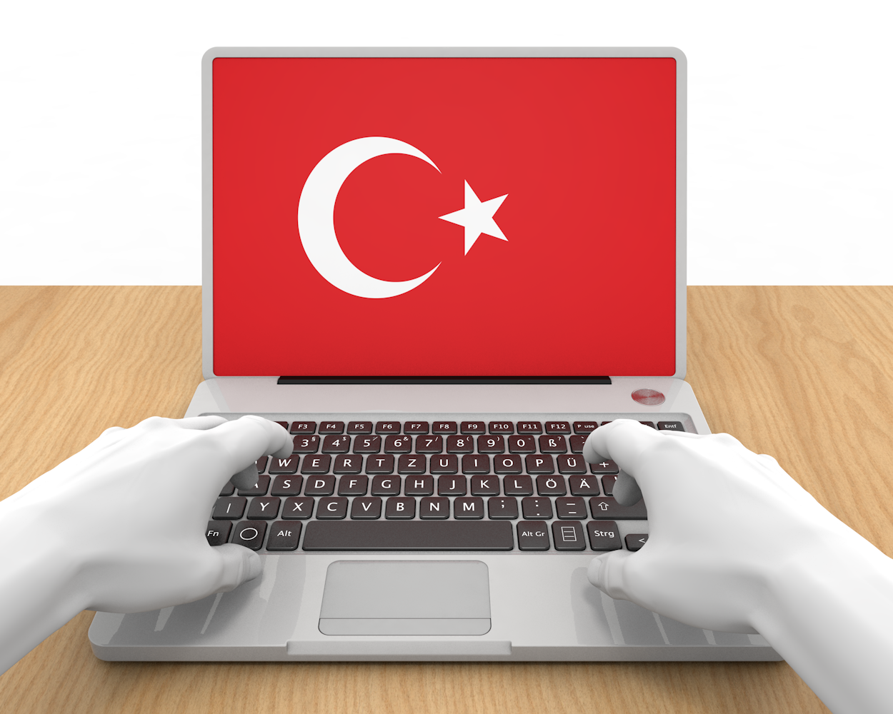 トルコ｜国旗｜ラップトップ｜デスクワーク - ナショナルフラッグ / 世界地図 / イラスト / 写真 / 国旗 / フリー素材