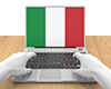 イタリア｜国旗｜ノートパソコン｜手 - 国旗｜世界地図｜フリーイラスト素材