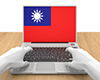 台湾｜国旗｜ノートパソコン｜手 - 国旗｜世界地図｜フリーイラスト素材