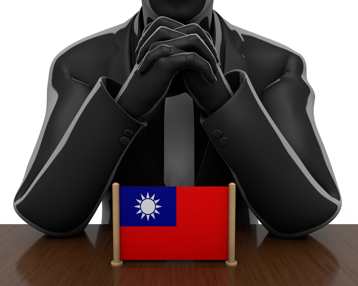 台湾｜国旗｜考える人｜問題 - ナショナルフラッグ / 世界地図 / イラスト / 写真 / 国旗 / フリー素材