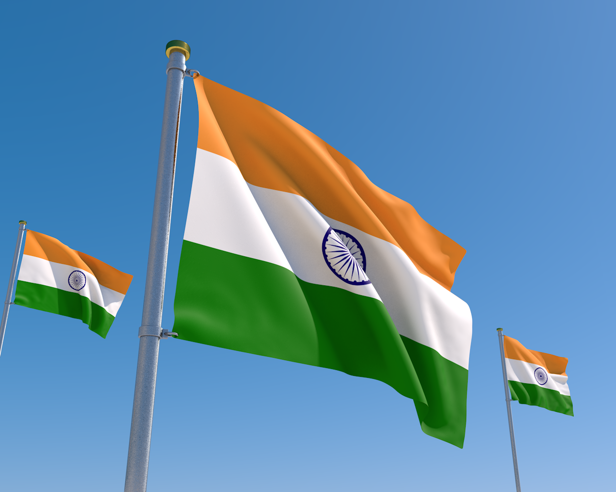 インド｜国旗｜空｜国 - ナショナルフラッグ / 世界地図 / イラスト / 写真 / 国旗 / フリー素材