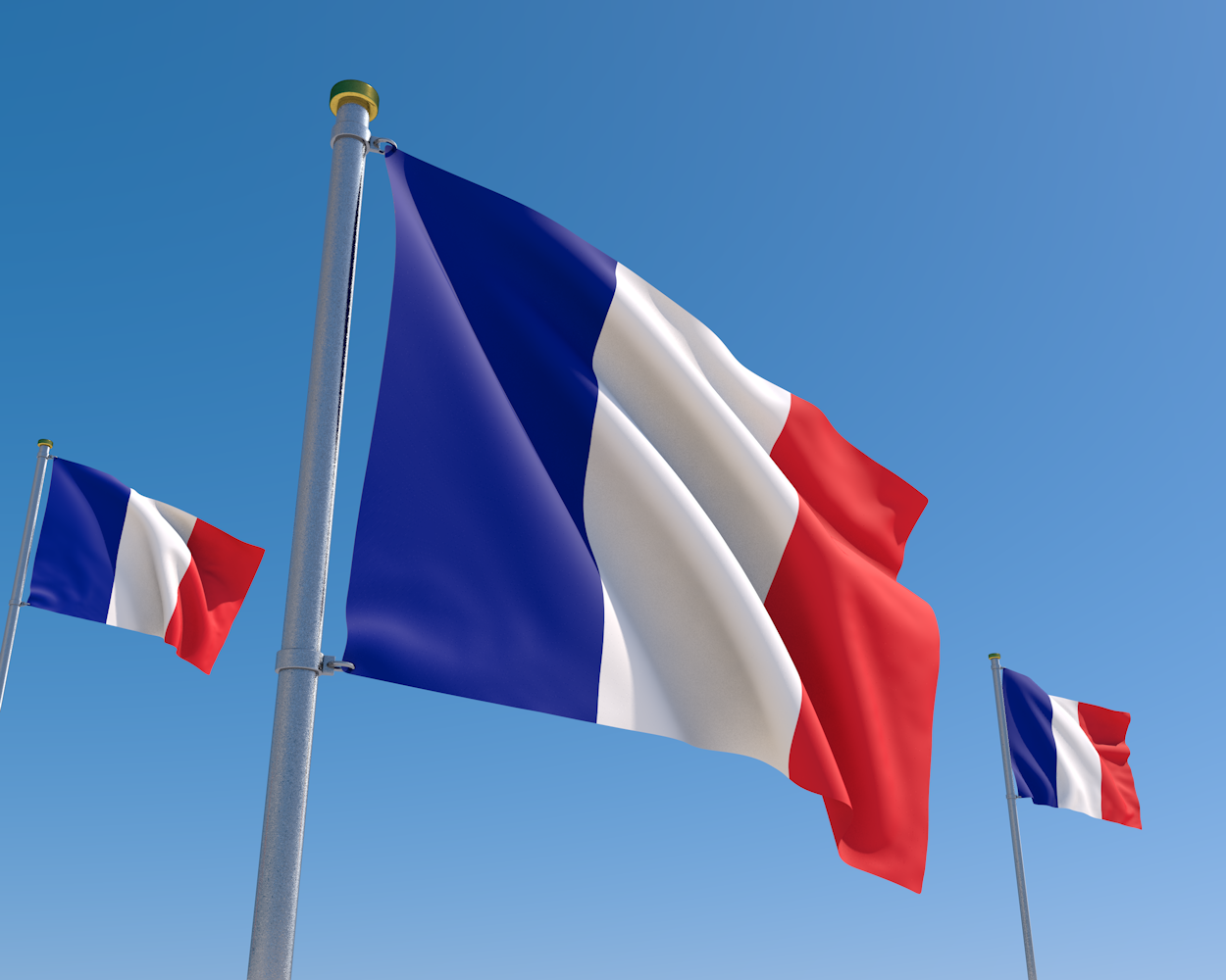 フランス｜国旗｜青空｜風 - ナショナルフラッグ / 世界地図 / イラスト / 写真 / 国旗 / フリー素材