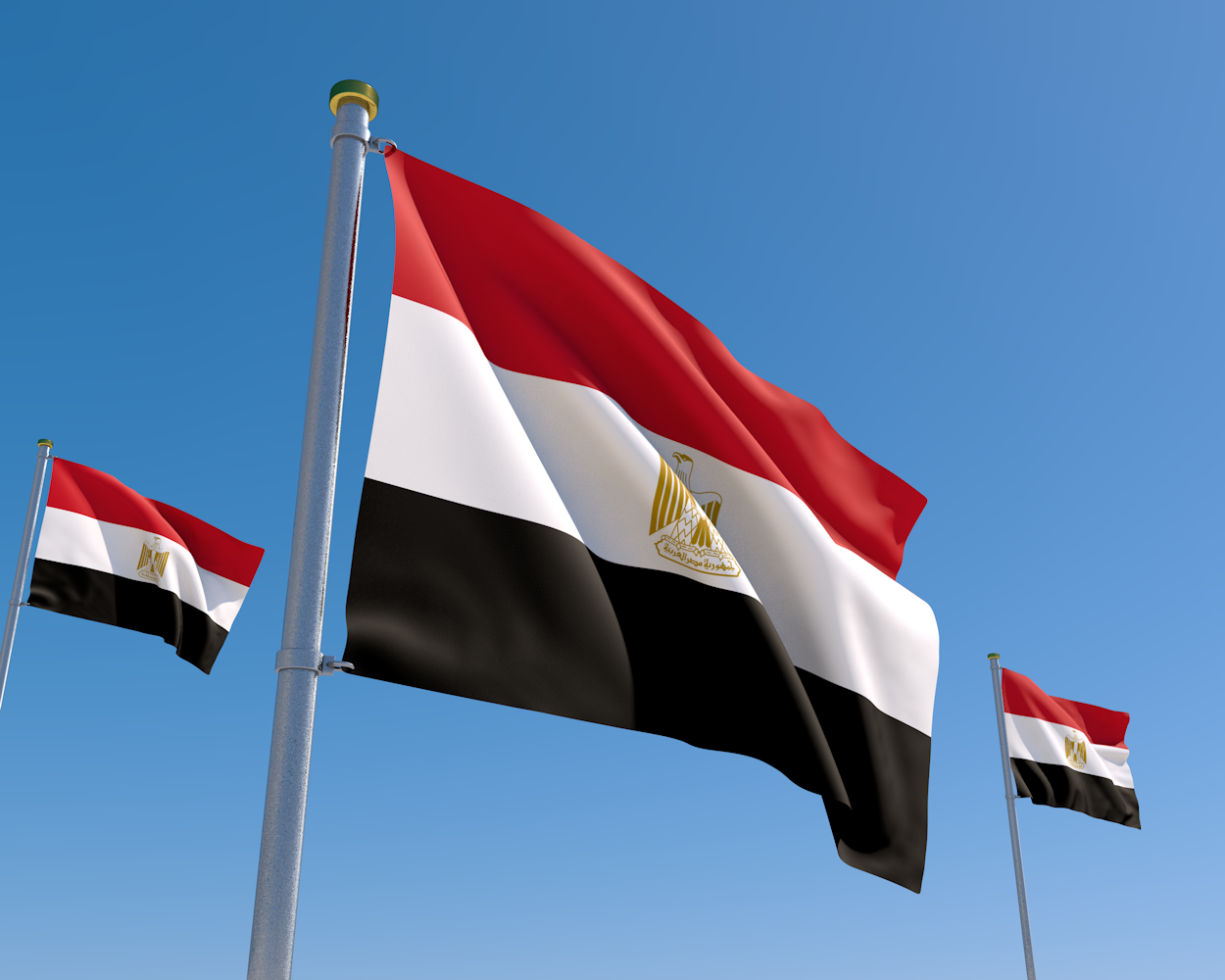 エジプト｜国旗｜空｜国 - ナショナルフラッグ / 世界地図 / イラスト / 写真 / 国旗 / フリー素材