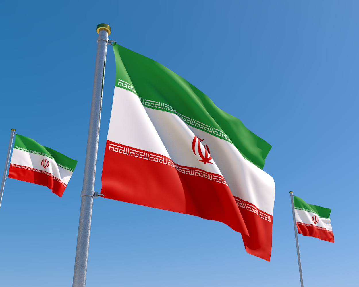 イラン｜国旗｜青空｜風 - ナショナルフラッグ / 世界地図 / イラスト / 写真 / 国旗 / フリー素材