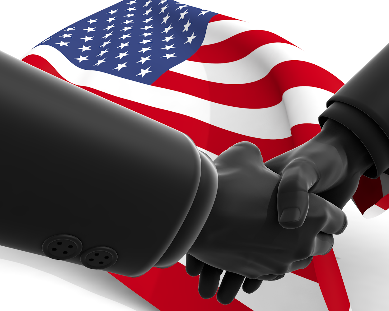 アメリカ｜米国｜国旗｜握手｜友人 - ナショナルフラッグ / 世界地図 / イラスト / 写真 / 国旗 / フリー素材