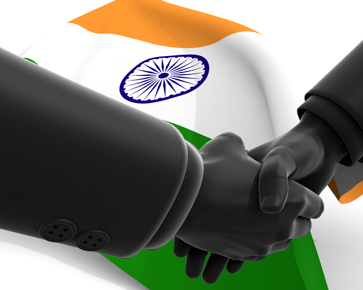 インド｜国旗｜交渉｜和解｜紛争 - ナショナルフラッグ / 世界地図 / イラスト / 写真 / 国旗 / フリー素材