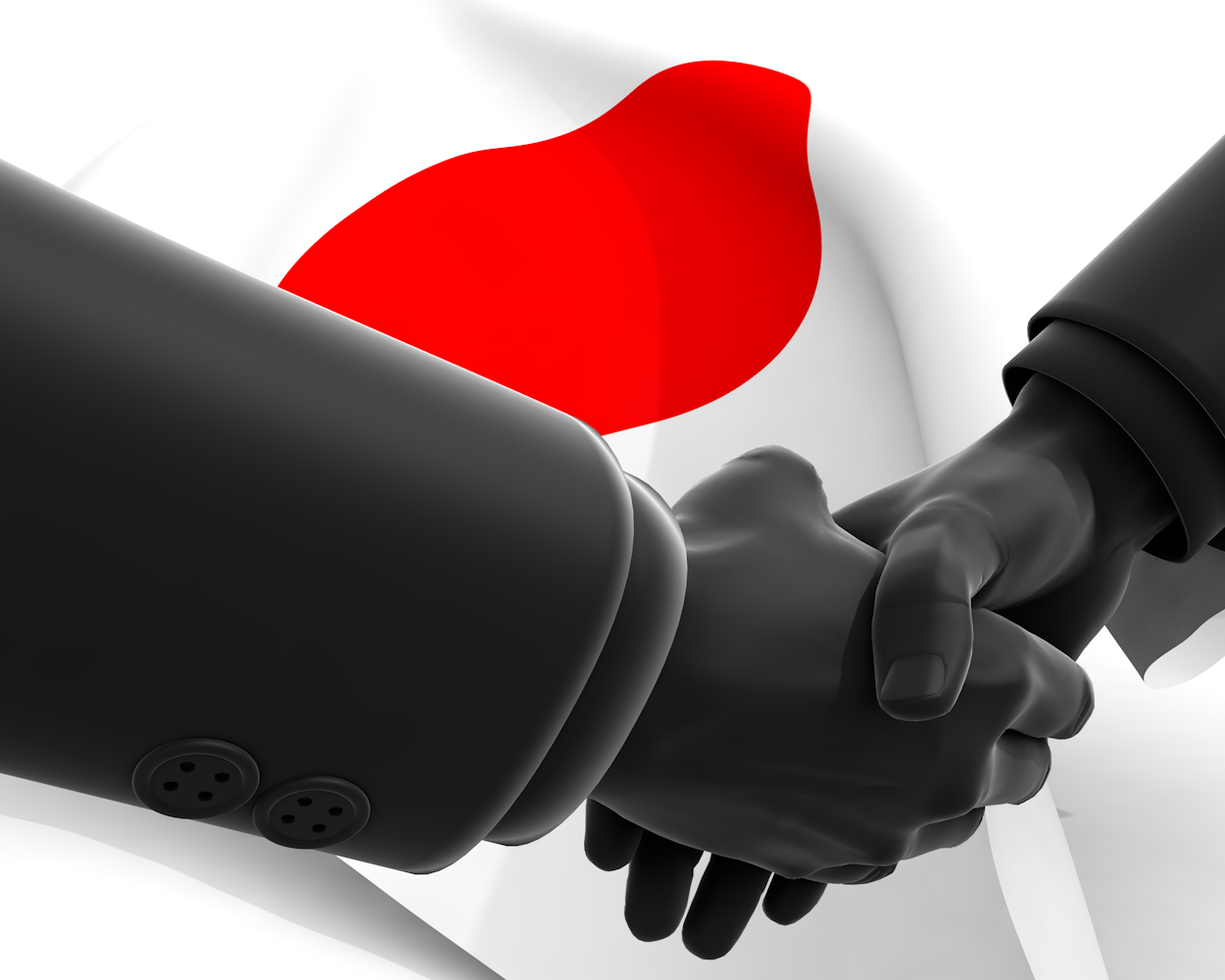 日本｜国旗｜握手｜友人 - ナショナルフラッグ / 世界地図 / イラスト / 写真 / 国旗 / フリー素材