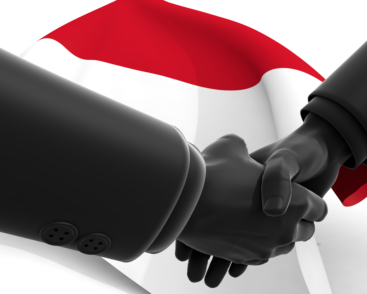 インドネシア｜国旗｜握手｜友人 - ナショナルフラッグ / 世界地図 / イラスト / 写真 / 国旗 / フリー素材