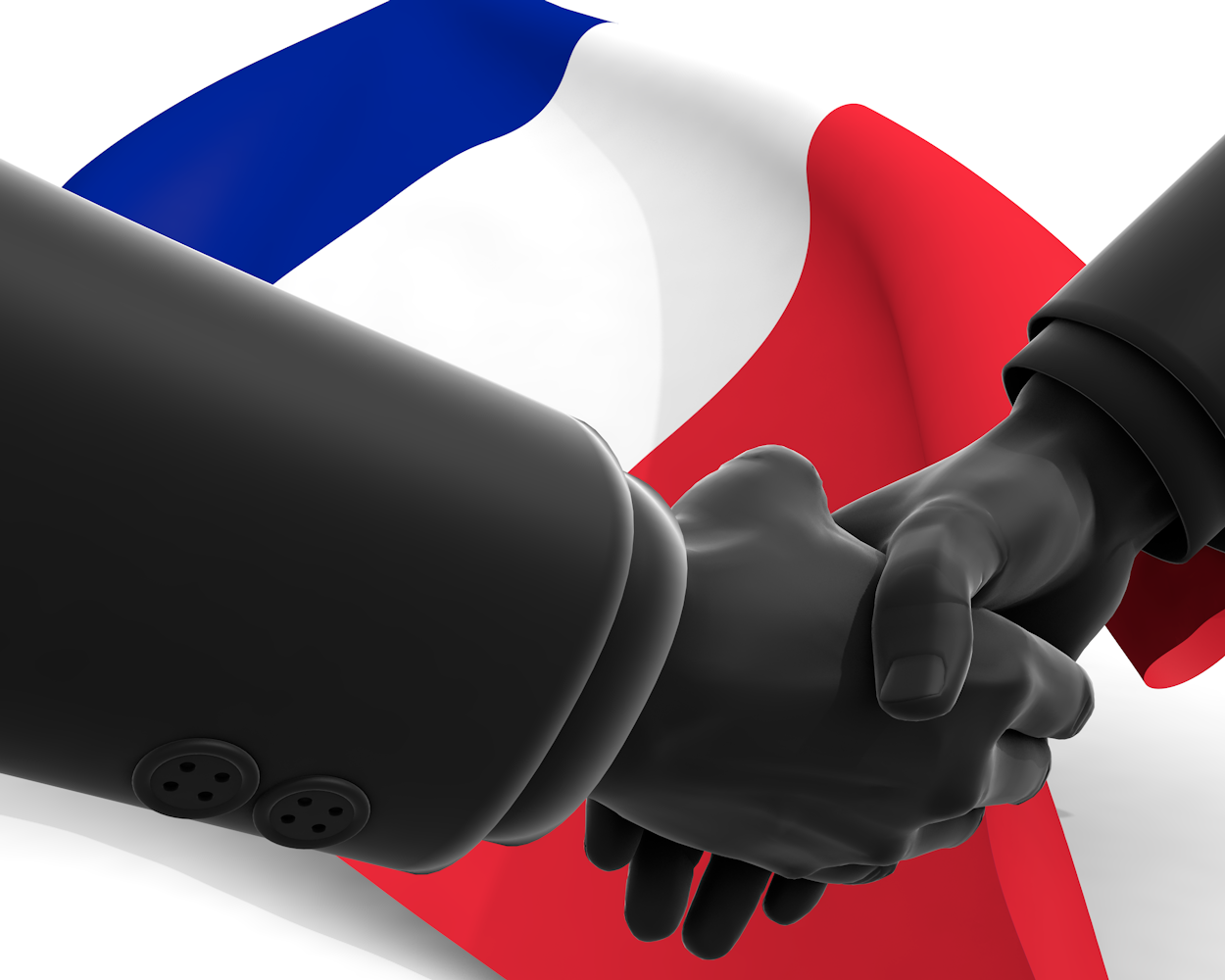 フランス｜国旗｜握手｜友人 - ナショナルフラッグ / 世界地図 / イラスト / 写真 / 国旗 / フリー素材