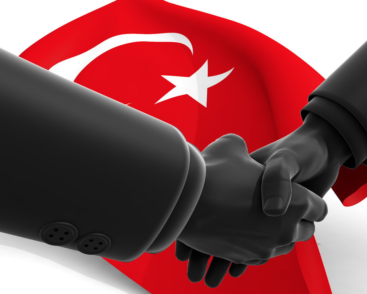 トルコ｜国旗｜握手｜友人 - ナショナルフラッグ / 世界地図 / イラスト / 写真 / 国旗 / フリー素材